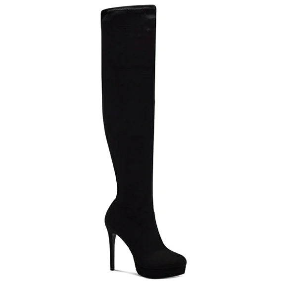 New w/Box Thalia Sodi Clarissa Black Faux Suede Over the Knee Boot Sizes 8.5, 10 - Picture 2 of 6